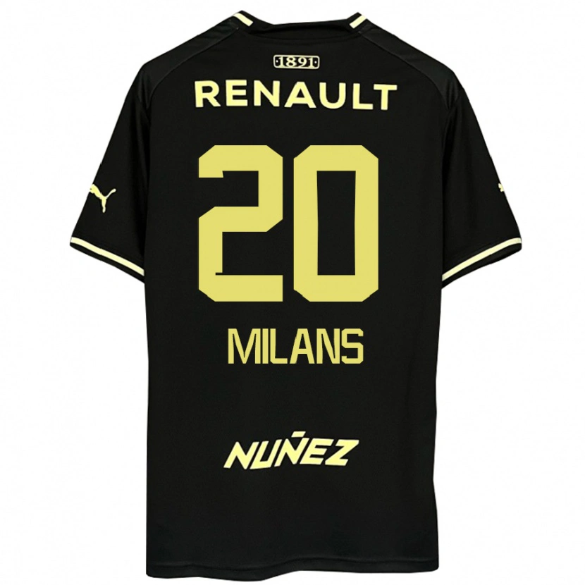 Danxen Kinderen Pedro Milans #20 Zwart Geel Uitshirt Uittenue 2025/26 T-Shirt