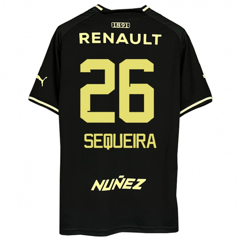 Danxen Kinderen Leonardo Sequeira #26 Zwart Geel Uitshirt Uittenue 2025/26 T-Shirt