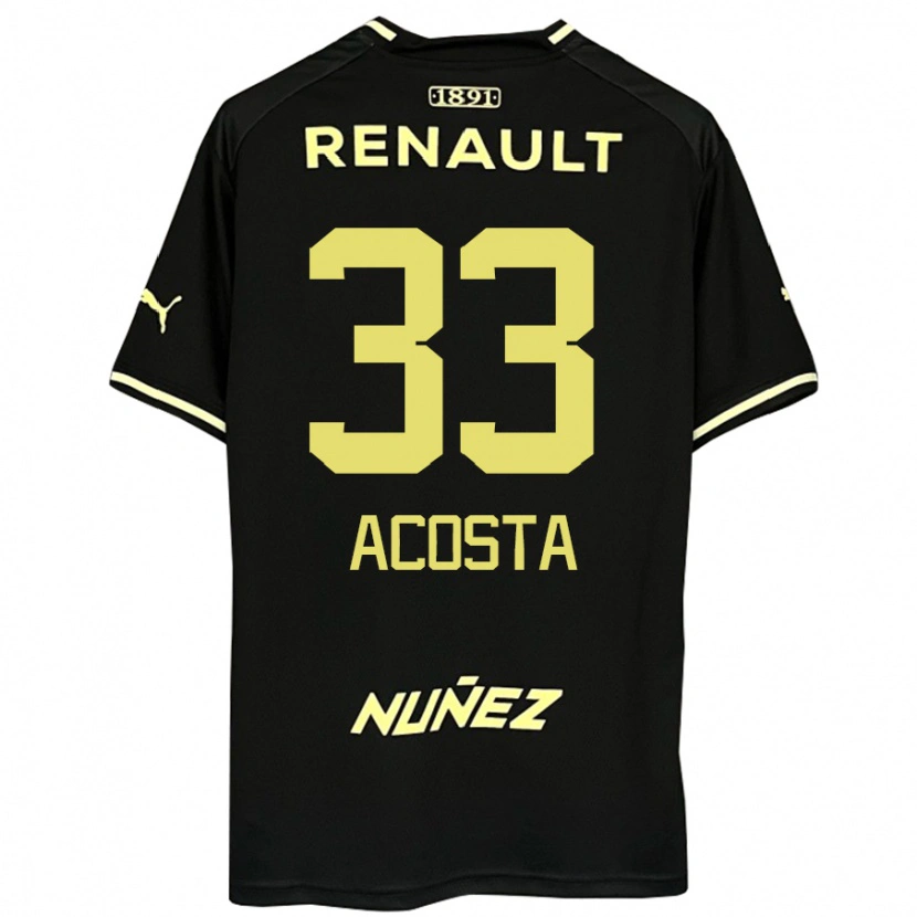 Danxen Kinderen Nahuel Acosta #33 Zwart Geel Uitshirt Uittenue 2025/26 T-Shirt