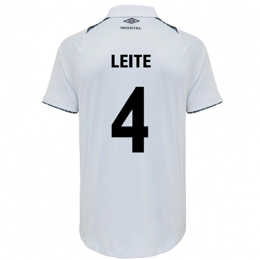 Danxen Kinderen Paulo Henrique Leite #4 Wit Blauw Uitshirt Uittenue 2025/26 T-Shirt