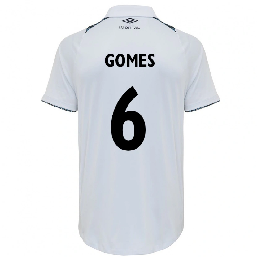 Danxen Kinderen Leo Gomes #6 Wit Blauw Uitshirt Uittenue 2025/26 T-Shirt