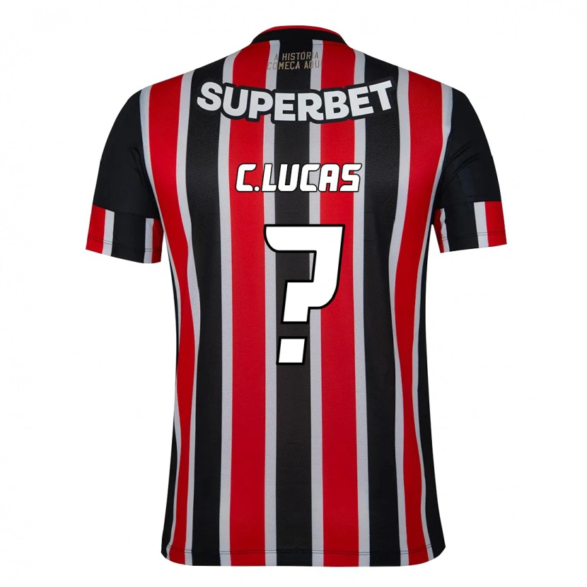 Danxen Kinderen Cauã Lucas #0 Zwart Rood Uitshirt Uittenue 2025/26 T-Shirt