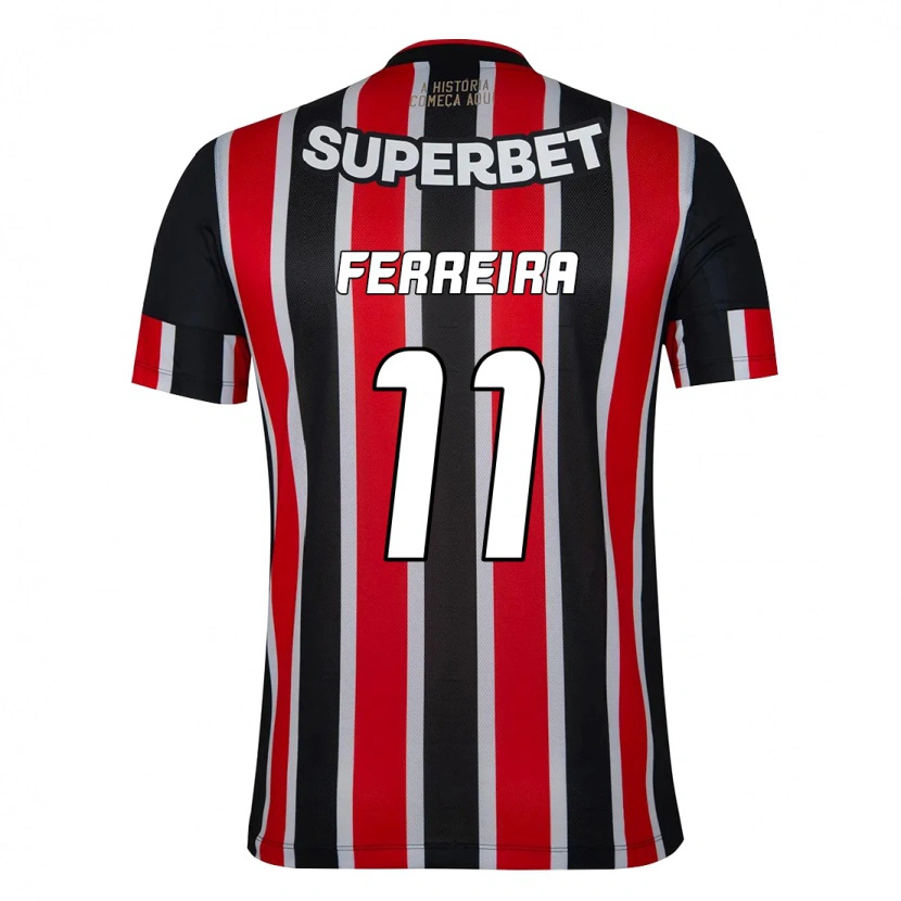 Danxen Kinderen Ferreirinha #11 Zwart Rood Uitshirt Uittenue 2025/26 T-Shirt