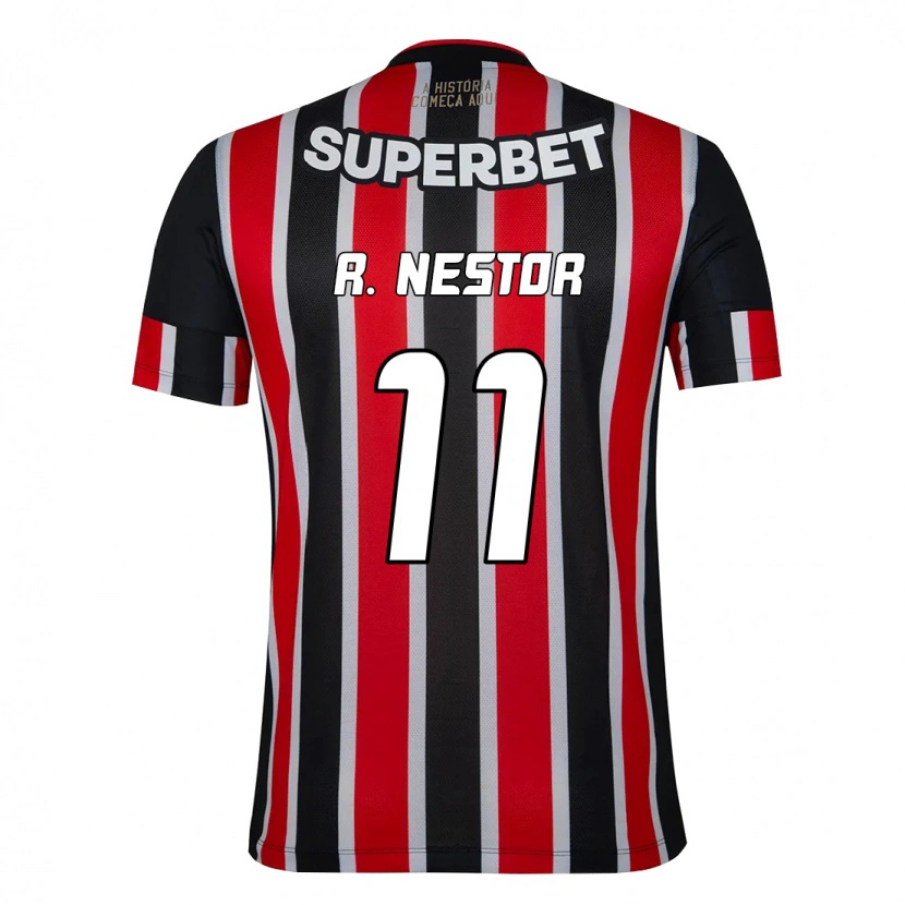 Danxen Kinderen Rodrigo Nestor #11 Zwart Rood Uitshirt Uittenue 2025/26 T-Shirt
