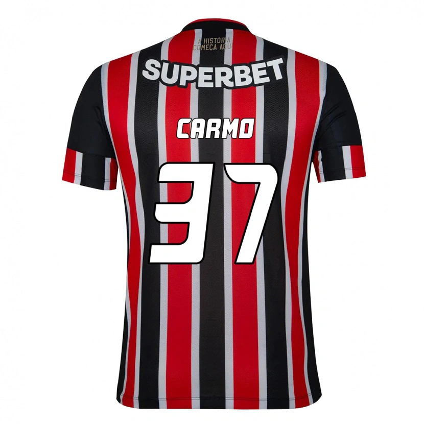 Danxen Kinderen Henrique Carmo #37 Zwart Rood Uitshirt Uittenue 2025/26 T-Shirt