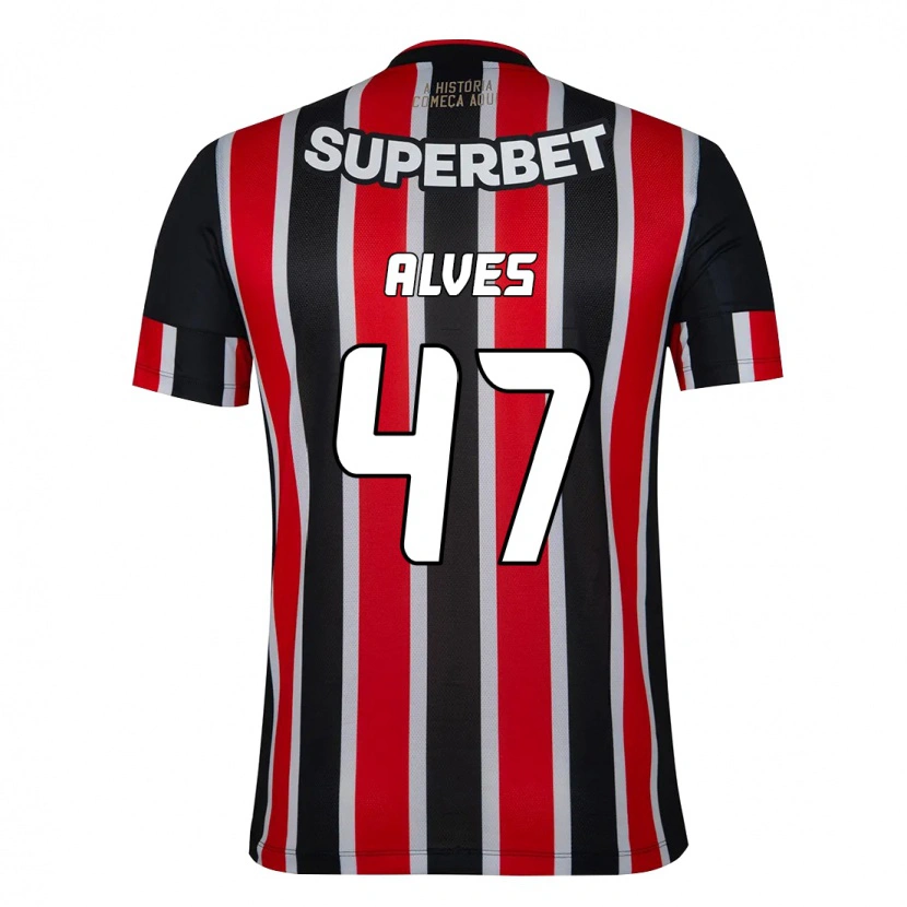 Danxen Kinderen Matheus Alves #47 Zwart Rood Uitshirt Uittenue 2025/26 T-Shirt
