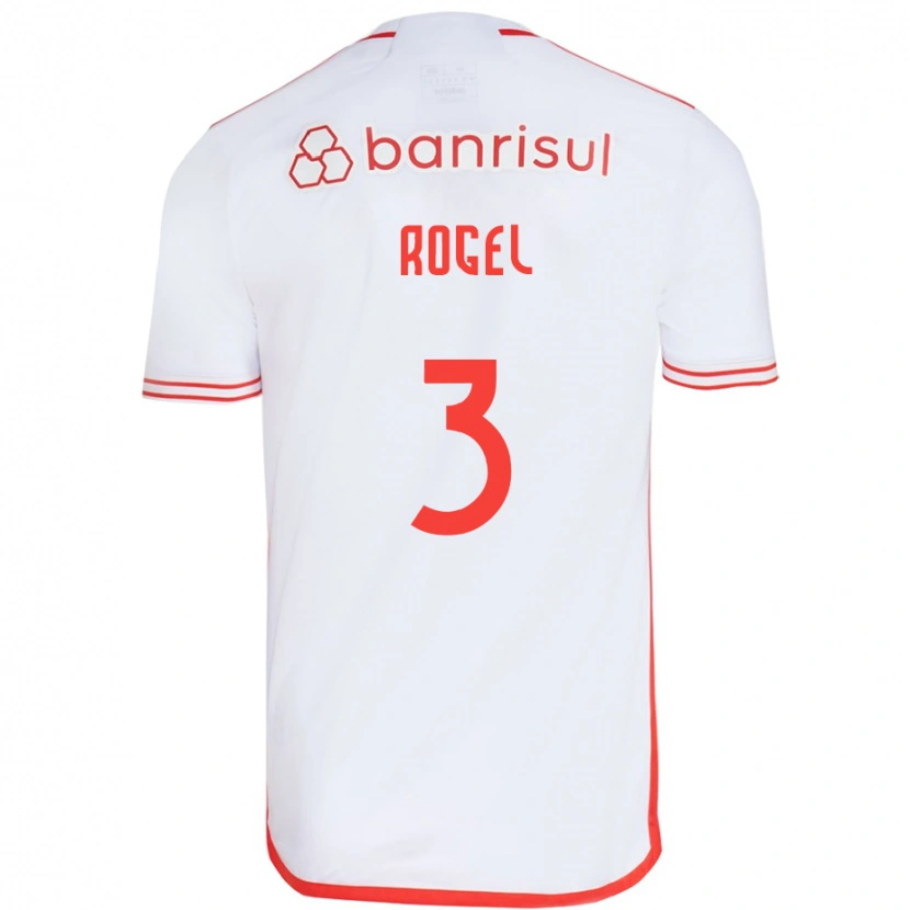 Danxen Kinderen Agustín Rogel #3 Wit Rood Uitshirt Uittenue 2025/26 T-Shirt