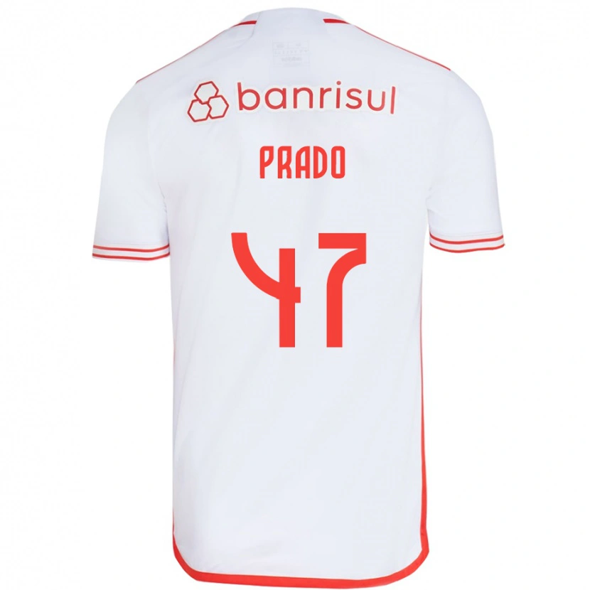 Danxen Kinderen Gustavo Prado #47 Wit Rood Uitshirt Uittenue 2025/26 T-Shirt