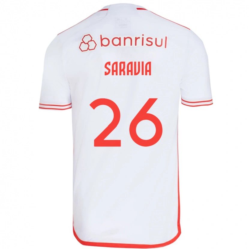 Danxen Kinderen Saravia #26 Wit Rood Uitshirt Uittenue 2025/26 T-Shirt