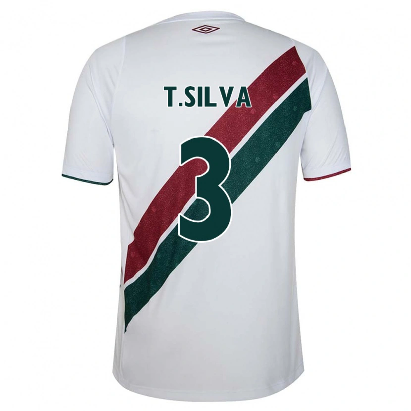 Danxen Kinderen Thiago Silva #3 Wit Groen Maroon Uitshirt Uittenue 2025/26 T-Shirt