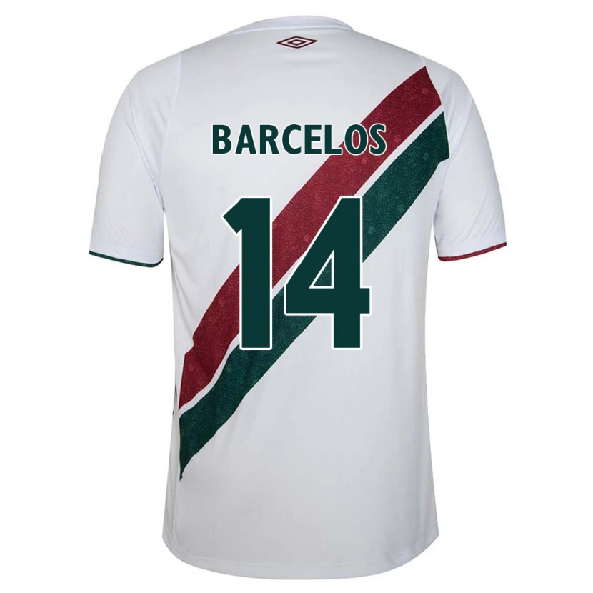 Danxen Kinderen Danilo Barcelos #14 Wit Groen Maroon Uitshirt Uittenue 2025/26 T-Shirt