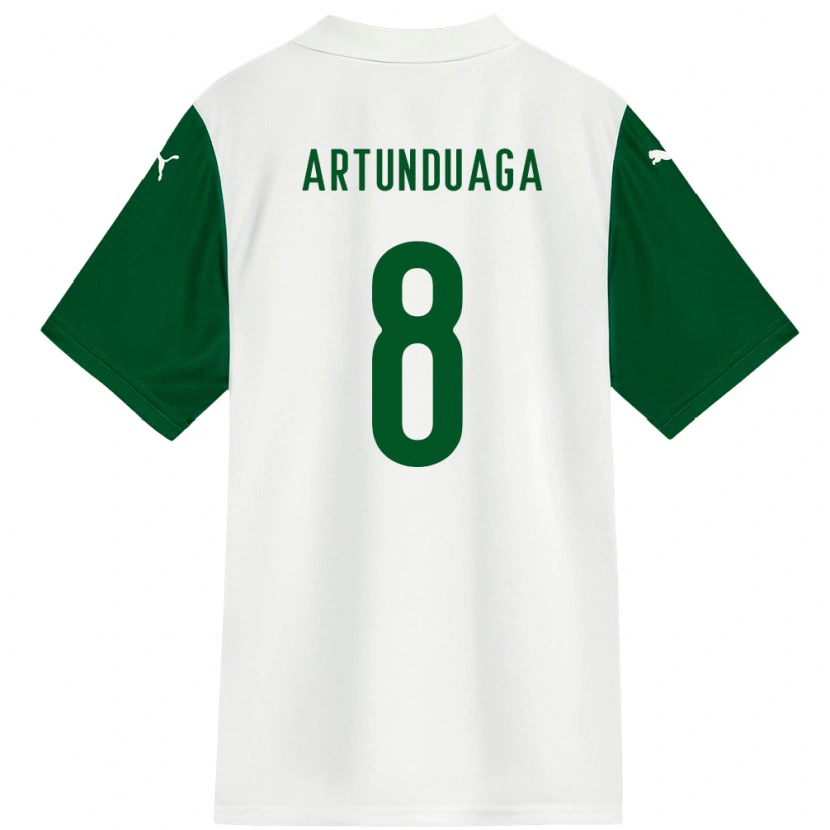 Danxen Kinderen Grover Artunduaga #8 Wit Groen Uitshirt Uittenue 2025/26 T-Shirt