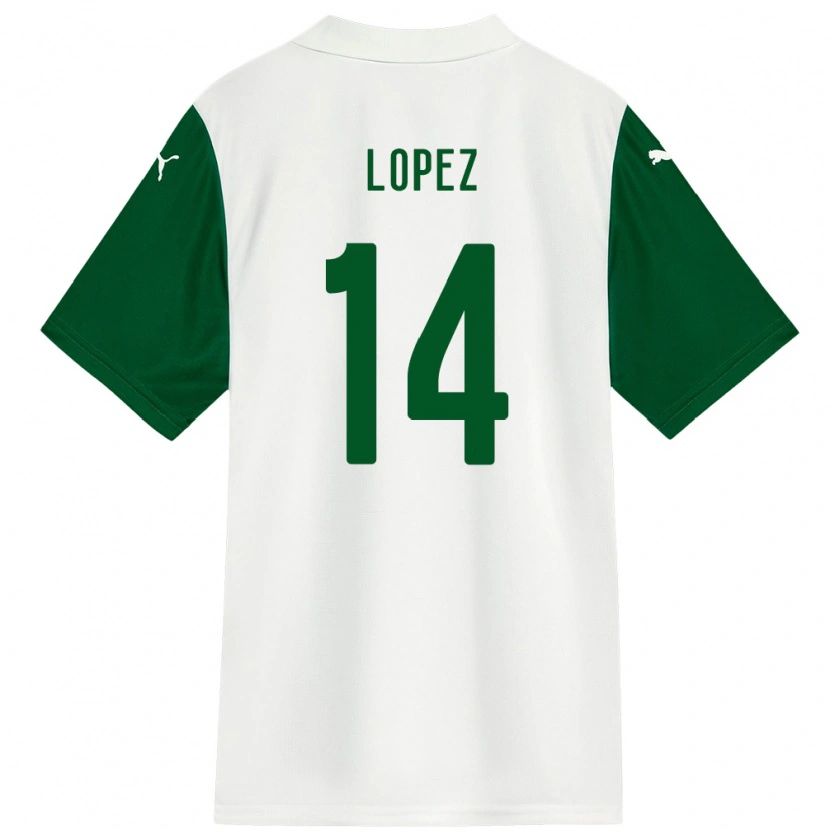 Danxen Kinderen David Lopez #14 Wit Groen Uitshirt Uittenue 2025/26 T-Shirt