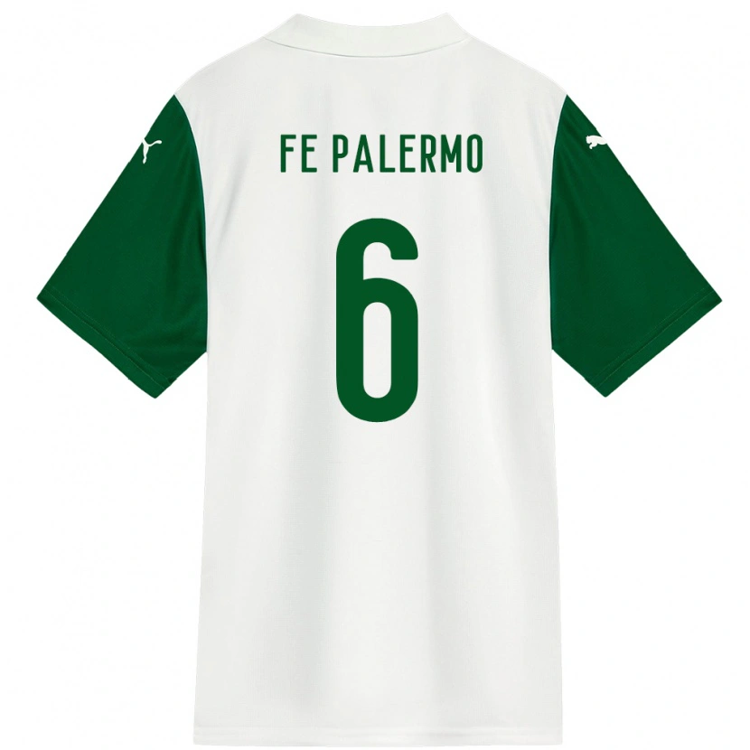 Danxen Kinderen Fe Palermo #6 Wit Groen Uitshirt Uittenue 2025/26 T-Shirt