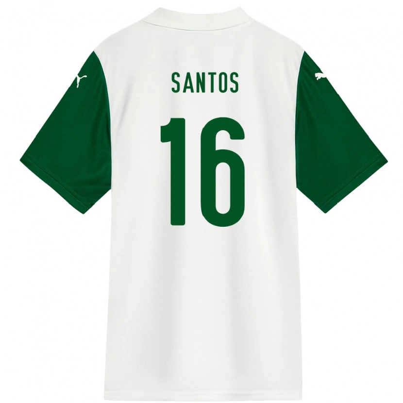 Danxen Kinderen Gaby Santos #16 Wit Groen Uitshirt Uittenue 2025/26 T-Shirt
