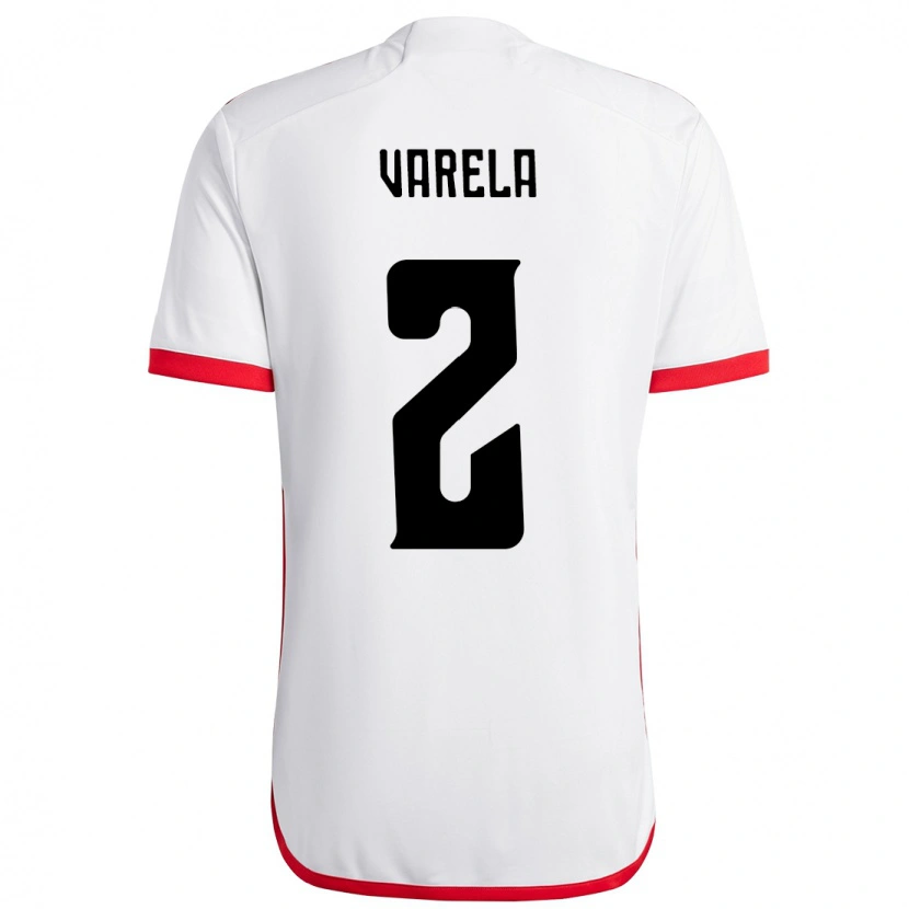 Danxen Kinderen Guillermo Varela #2 Wit Rood Uitshirt Uittenue 2025/26 T-Shirt