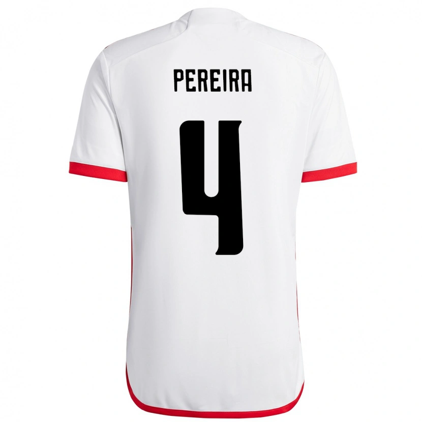 Danxen Kinderen Léo Pereira #4 Wit Rood Uitshirt Uittenue 2025/26 T-Shirt