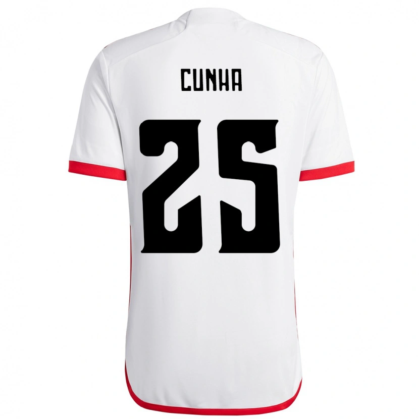 Danxen Kinderen Matheus Cunha #25 Wit Rood Uitshirt Uittenue 2025/26 T-Shirt