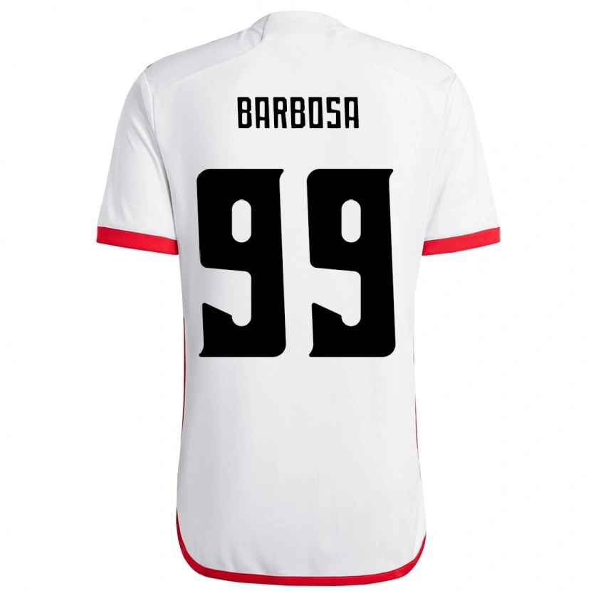 Danxen Kinderen Gabriel Barbosa #99 Wit Rood Uitshirt Uittenue 2025/26 T-Shirt