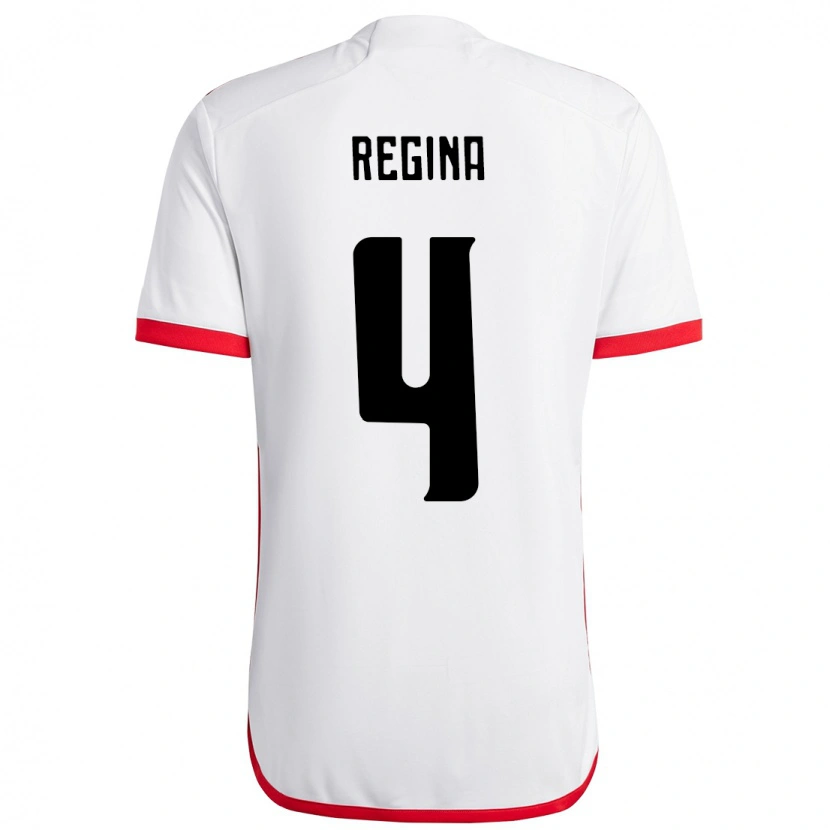 Danxen Kinderen Thaís Regina #4 Wit Rood Uitshirt Uittenue 2025/26 T-Shirt