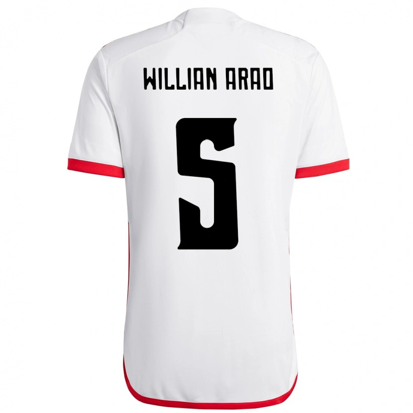 Danxen Kinderen Willian Arao #5 Wit Rood Uitshirt Uittenue 2025/26 T-Shirt