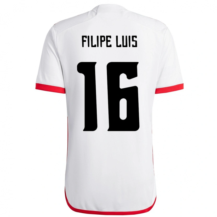 Danxen Kinderen Filipe Luis #16 Wit Rood Uitshirt Uittenue 2025/26 T-Shirt
