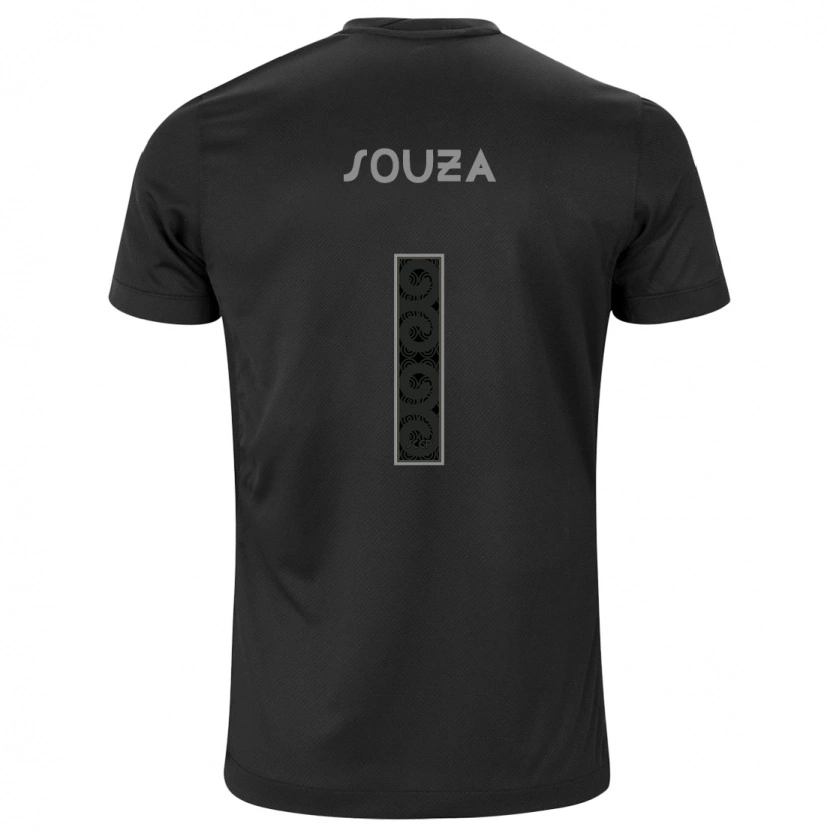 Danxen Kinderen Hugo Souza #1 Zwart Wit Uitshirt Uittenue 2025/26 T-Shirt