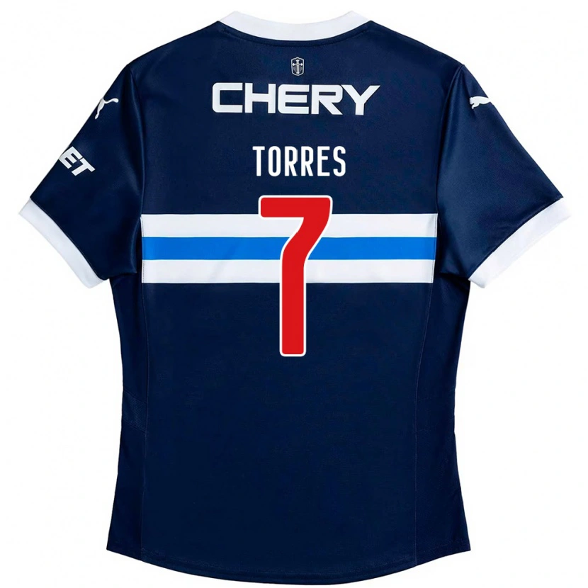 Danxen Kinderen Joaquín Torres #7 Koningsblauw Wit Uitshirt Uittenue 2025/26 T-Shirt