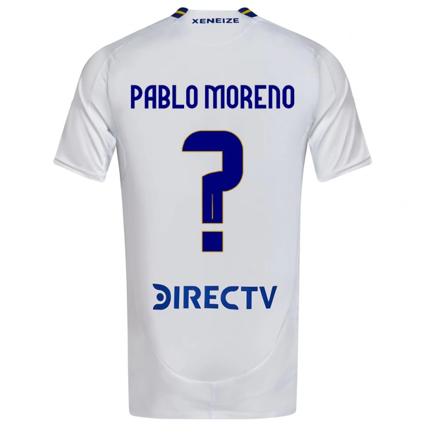 Danxen Kinderen Juan Pablo Moreno #0 Wit Blauw Uitshirt Uittenue 2025/26 T-Shirt