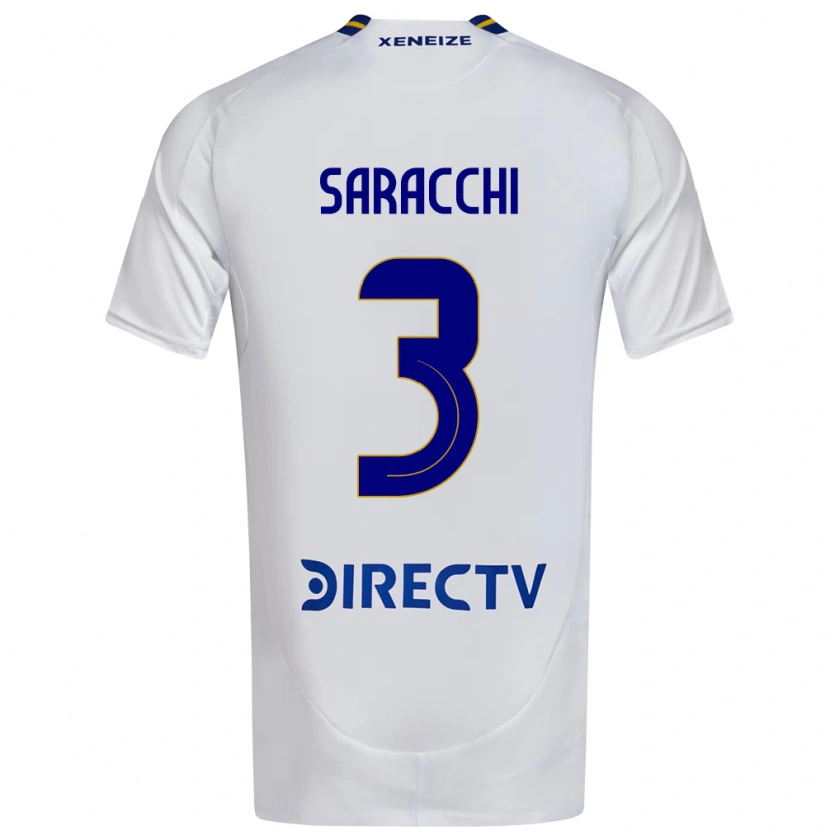 Danxen Kinderen Marcelo Saracchi #3 Wit Blauw Uitshirt Uittenue 2025/26 T-Shirt