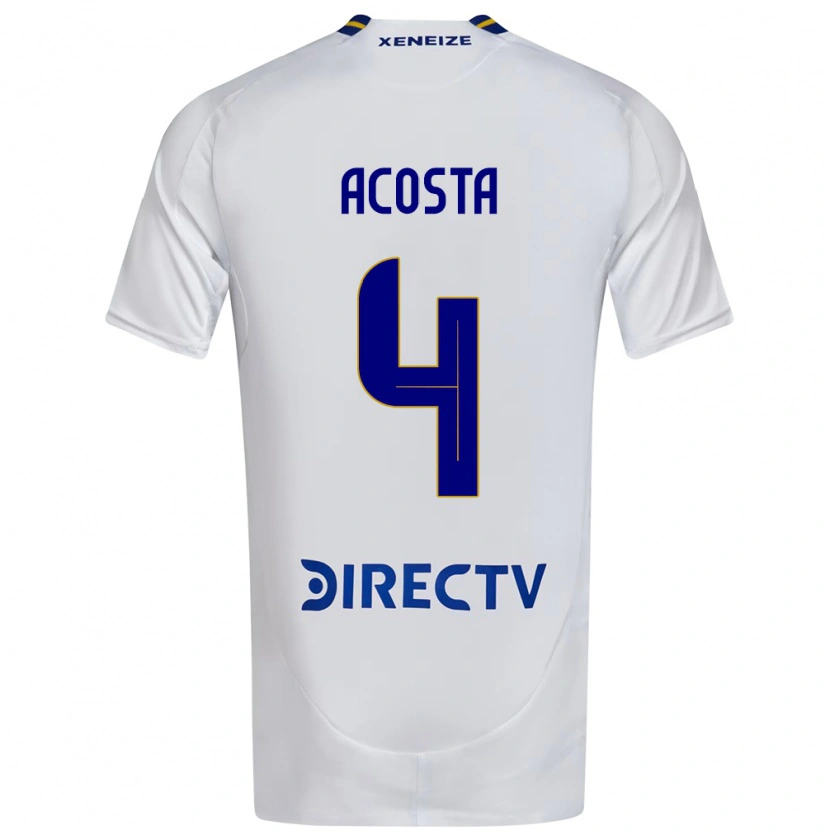 Danxen Kinderen Natan Acosta #4 Wit Blauw Uitshirt Uittenue 2025/26 T-Shirt