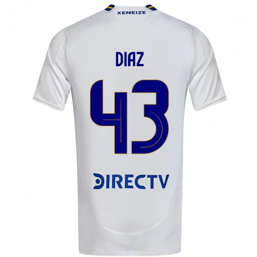 Danxen Kinderen Tomas Diaz #43 Wit Blauw Uitshirt Uittenue 2025/26 T-Shirt