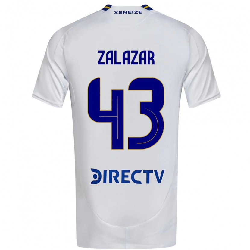 Danxen Kinderen Maximiliano Zalazar #43 Wit Blauw Uitshirt Uittenue 2025/26 T-Shirt