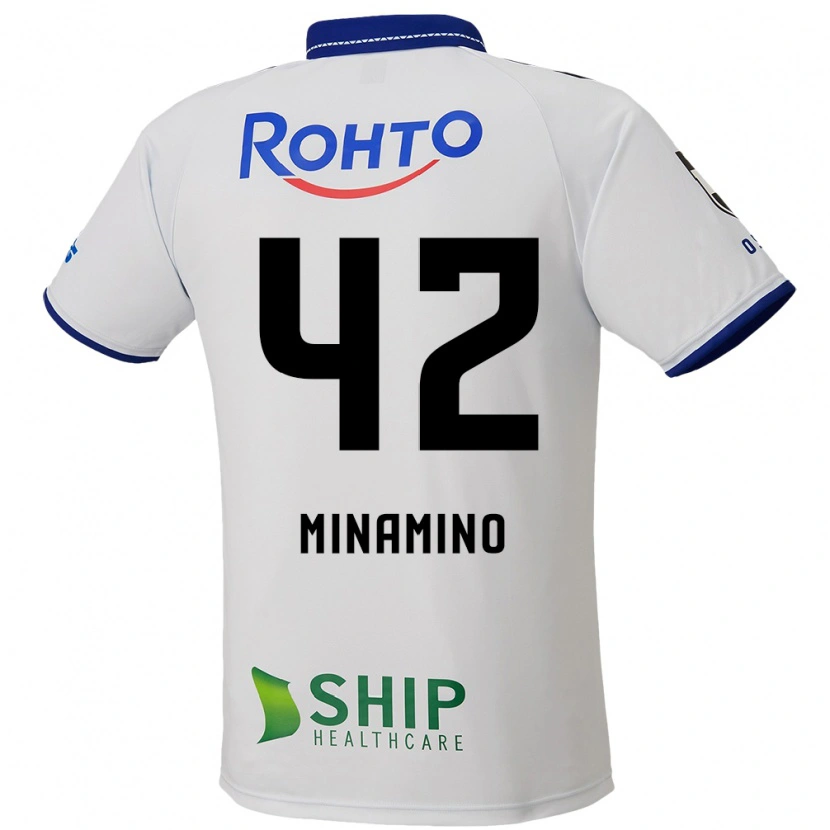 Danxen Kinderen Harumi Minamino #42 Wit Blauw Zwart Uitshirt Uittenue 2025/26 T-Shirt