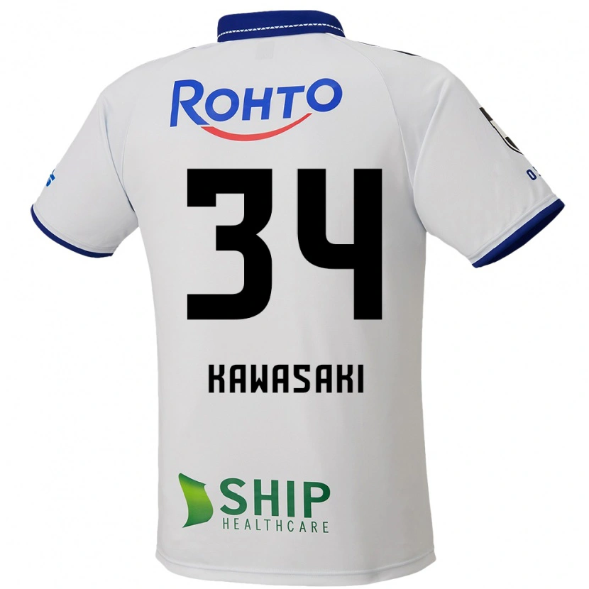 Danxen Kinderen Shuhei Kawasaki #34 Wit Blauw Zwart Uitshirt Uittenue 2025/26 T-Shirt
