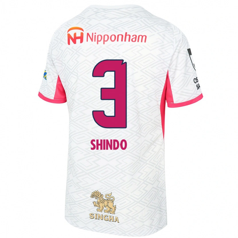 Danxen Kinderen Ryosuke Shindo #3 Wit Sakura Roze Uitshirt Uittenue 2025/26 T-Shirt