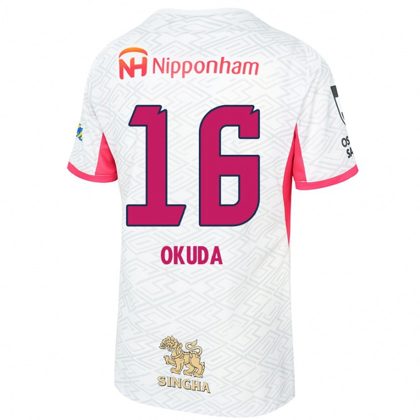 Danxen Kinderen Hayato Okuda #16 Wit Sakura Roze Uitshirt Uittenue 2025/26 T-Shirt