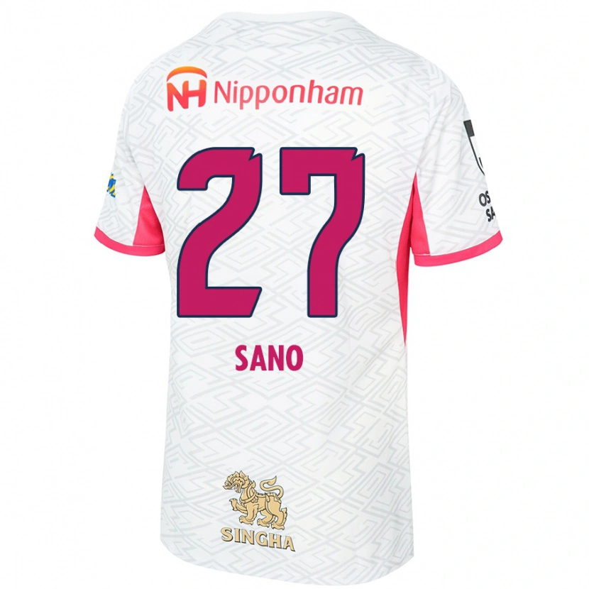 Danxen Kinderen Taiki Sano #27 Wit Sakura Roze Uitshirt Uittenue 2025/26 T-Shirt