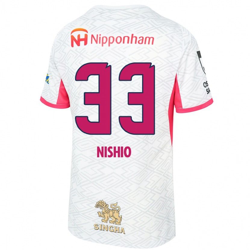 Danxen Kinderen Ryuya Nishio #33 Wit Sakura Roze Uitshirt Uittenue 2025/26 T-Shirt