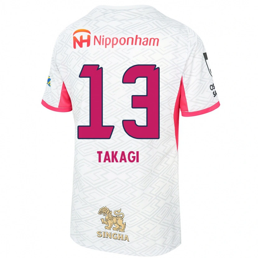Danxen Kinderen Toshiyuki Takagi #13 Wit Sakura Roze Uitshirt Uittenue 2025/26 T-Shirt
