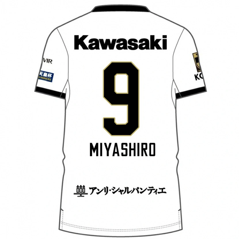 Danxen Kinderen Taisei Miyashiro #9 Wit Zwart Uitshirt Uittenue 2025/26 T-Shirt