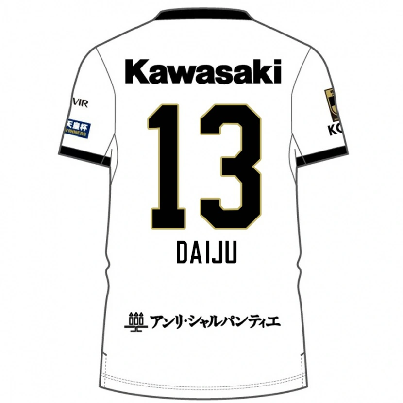 Danxen Kinderen Daiju Sasaki #13 Wit Zwart Uitshirt Uittenue 2025/26 T-Shirt