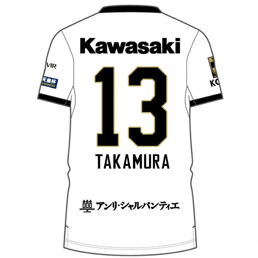 Danxen Kinderen Tokiya Takamura #13 Wit Zwart Uitshirt Uittenue 2025/26 T-Shirt
