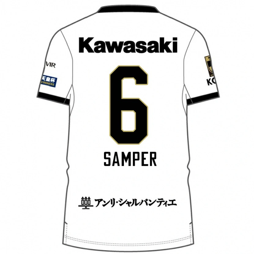 Danxen Kinderen Sergi Samper #6 Wit Zwart Uitshirt Uittenue 2025/26 T-Shirt