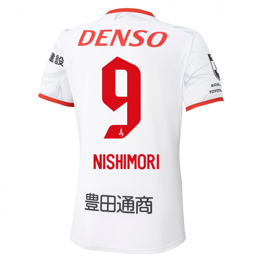 Danxen Kinderen Naoto Nishimori #9 Wit Rood Uitshirt Uittenue 2025/26 T-Shirt