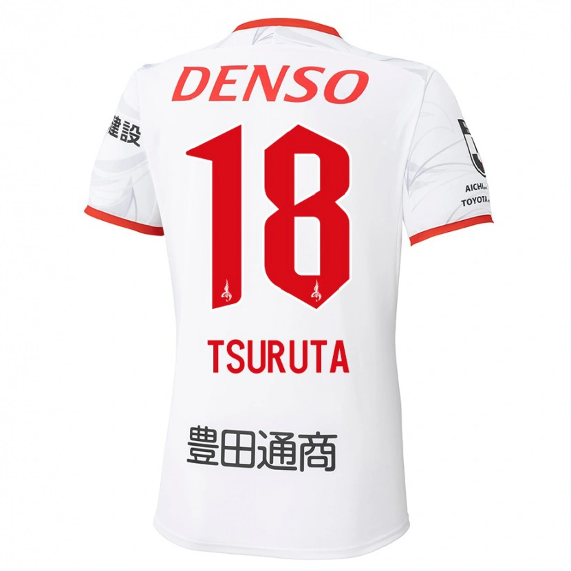 Danxen Kinderen Shu Tsuruta #18 Wit Rood Uitshirt Uittenue 2025/26 T-Shirt