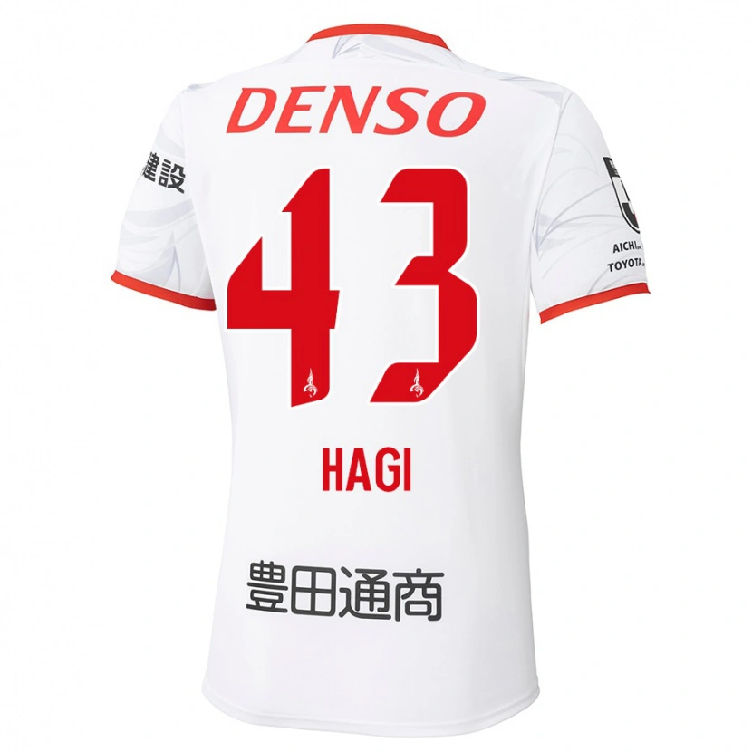 Danxen Kinderen Hiroaki Hagi #43 Wit Rood Uitshirt Uittenue 2025/26 T-Shirt