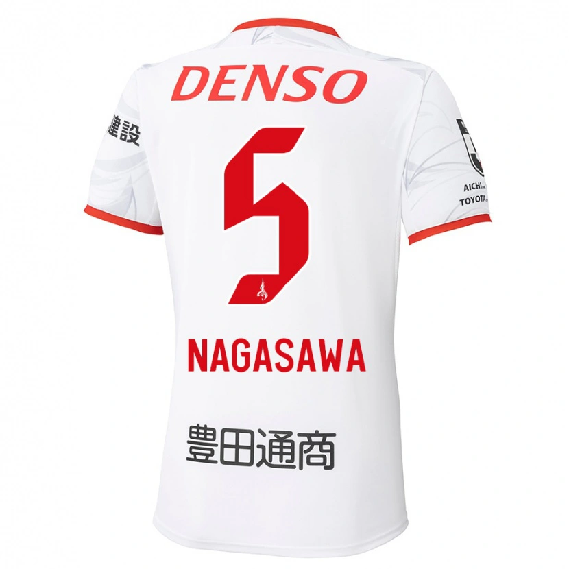 Danxen Kinderen Kazuki Nagasawa #5 Wit Rood Uitshirt Uittenue 2025/26 T-Shirt