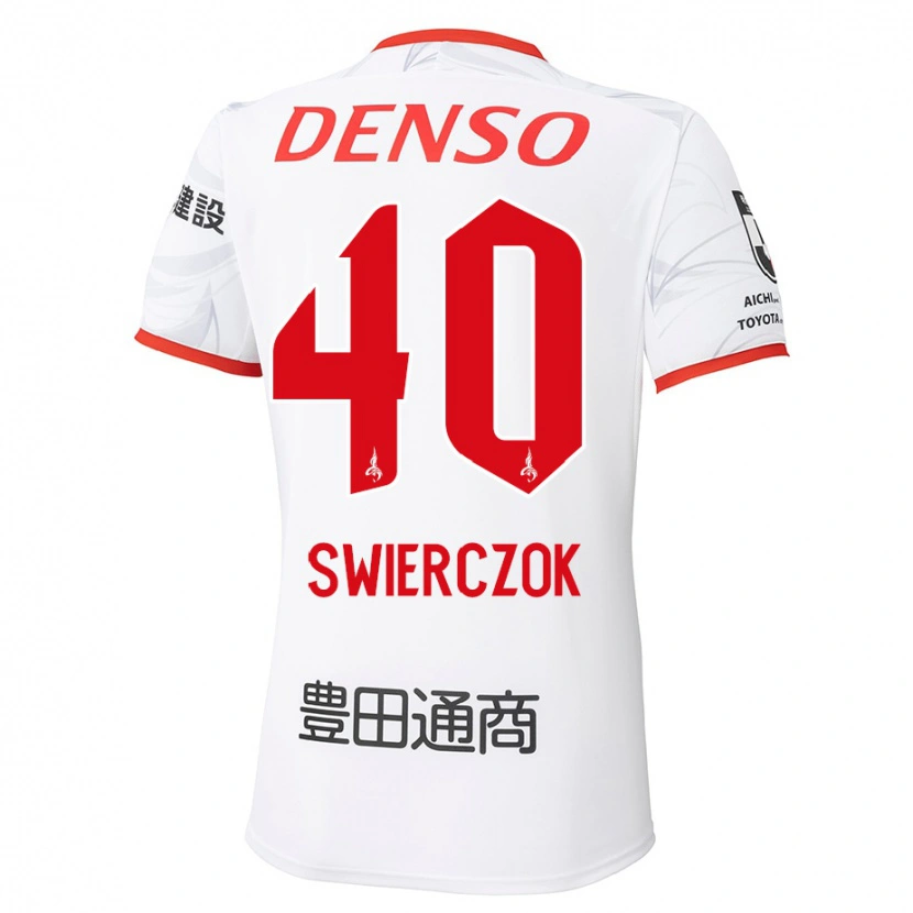 Danxen Kinderen Jakub Swierczok #40 Wit Rood Uitshirt Uittenue 2025/26 T-Shirt