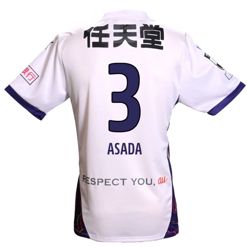 Danxen Kinderen Shogo Asada #3 Wit Paars Zwart Uitshirt Uittenue 2025/26 T-Shirt
